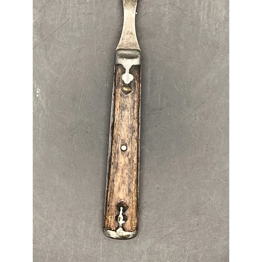 Antique‎ Civil War-Era Metal Dinner Fork Wood Handle 7